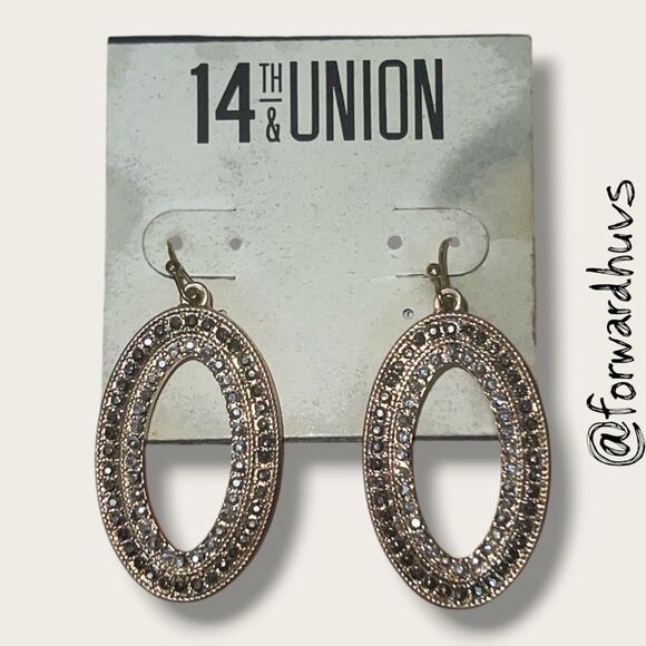 Bundle Sale 3 for $15 | 14th & Union Gold-Tone Oval Drop Earrings STAINED CARD - Picture 4 of 7